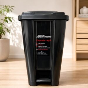 PAPELERA PEDAL 20LT NEGRA PREMIUN