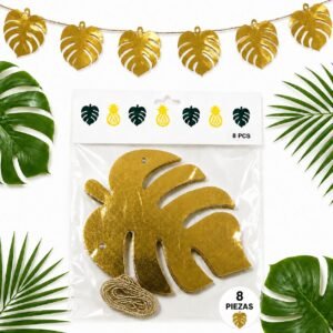 BANDERIN HOJA DORADA-PLATEADA X8PCS
