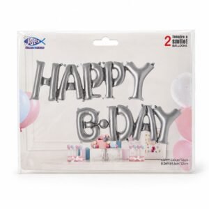 LETRERO HAPPY-B-DAY PLATA A3 REF:3134.8